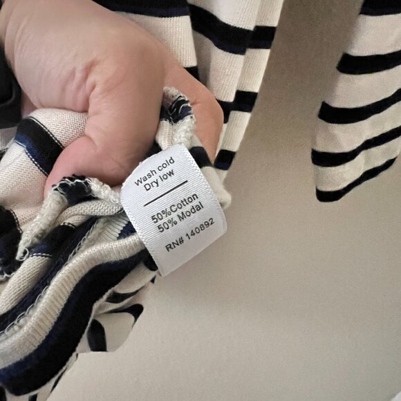 Marine Layer Gigi Supima Cotton Dress In White Navy Black Stripe S​​​​​​​​​​​​​​ - Picture 6 of 9